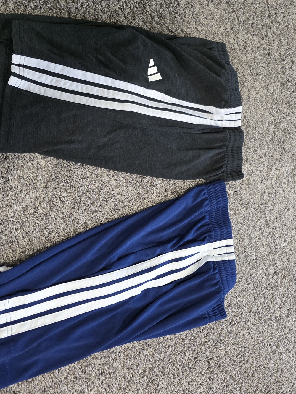 adidas Kids Black and Blue Jogger Pants with White Three Stripes